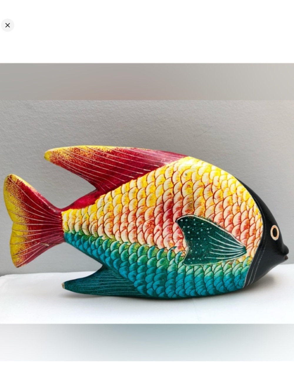 Vintage Solid Wood Hand Painted Tropical Fish